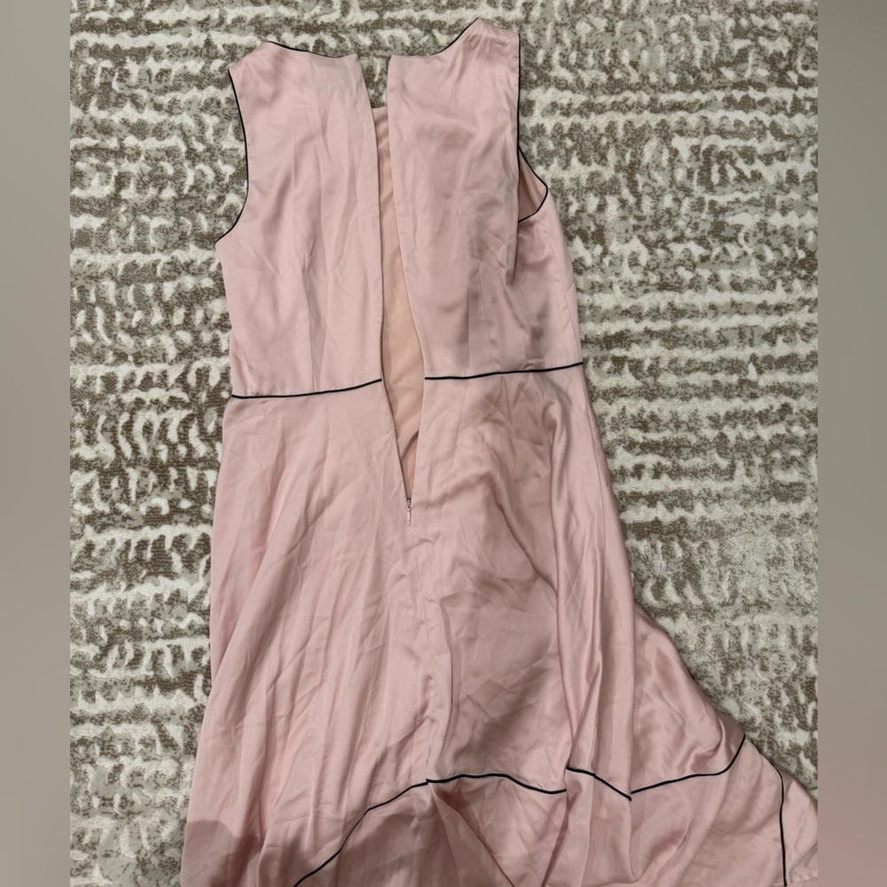 NWT Vintage Donna Karan Satin Baby Pink and Black High-low Handkerchief Dress - Picture 2 of 5